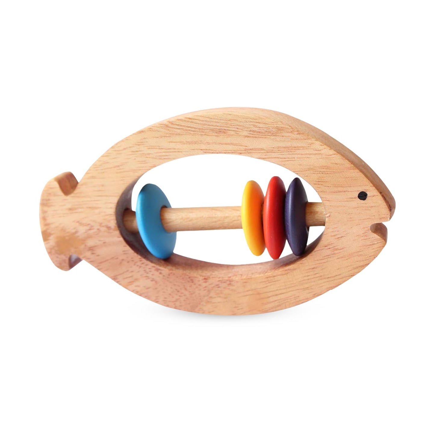 Shumee Wooden Fish Rattle Rings and Teethers for Infants | Sensory Toy | 100% Safe, Natural & Eco-Friendly | 6 Months+