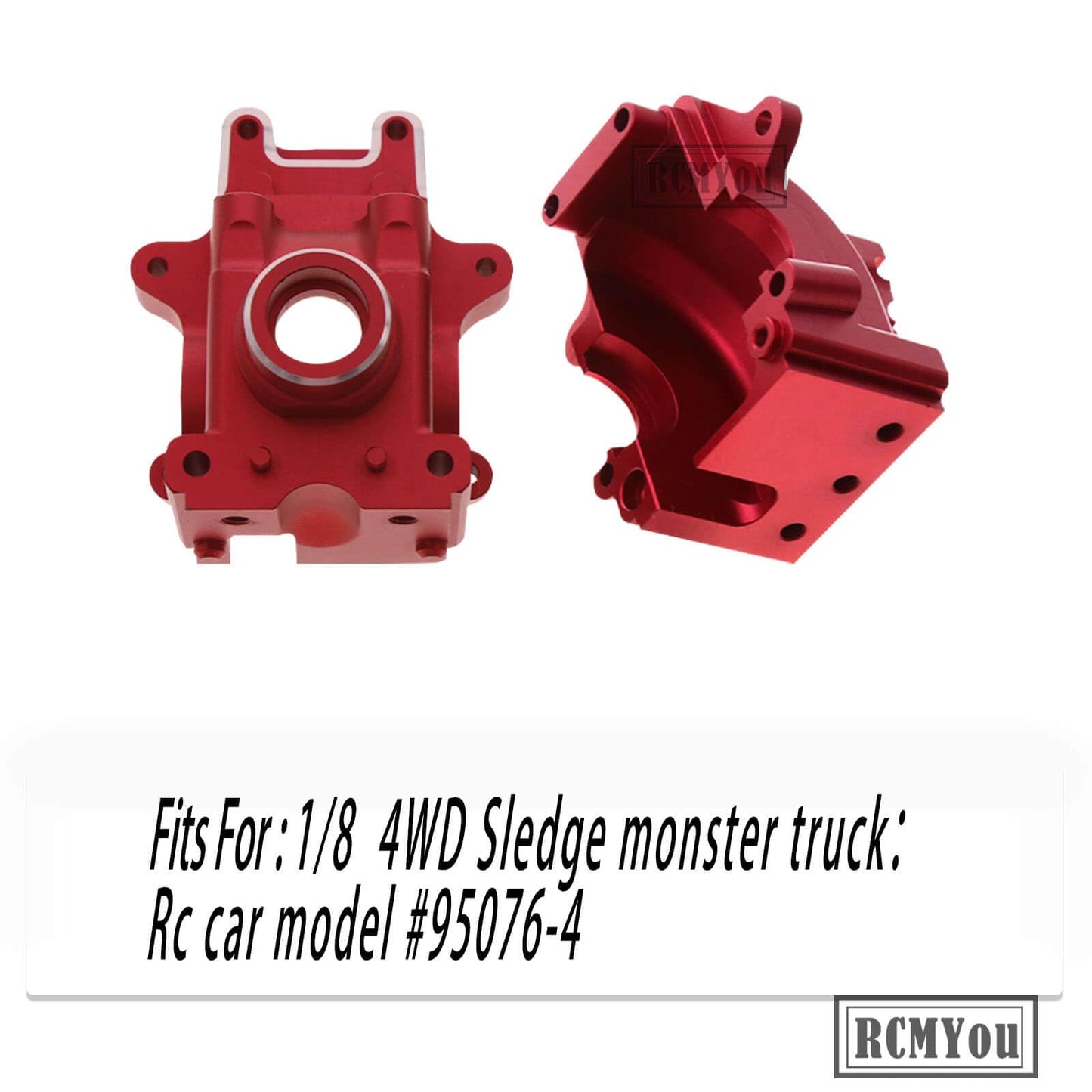 RCMYou Aluminum Gear Box Upgrades Part for 1/8 Sledge 4WD,Front Rear Universal Gear Box Housing, RC Alloy Gearbox Hops up for Sl