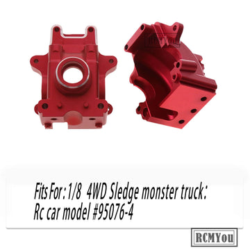 RCMYou Aluminum Gear Box Upgrades Part for 1/8 Sledge 4WD,Front Rear Universal Gear Box Housing, RC Alloy Gearbox Hops up for Sl