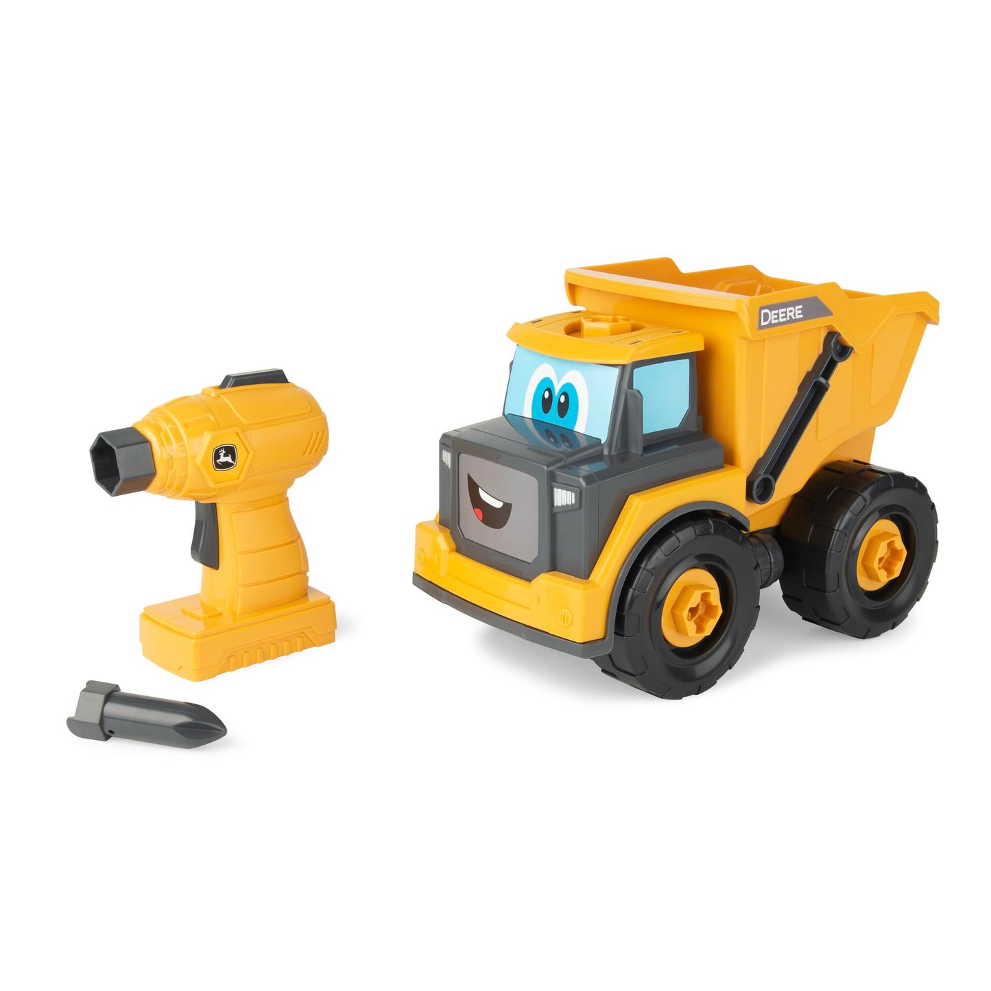 Build-A-Buddy John Deere Dump Truck Toy - Buildable Dump Truck Take Apart Toys with Toy Drill - AA Batteries Included - STEM Bui