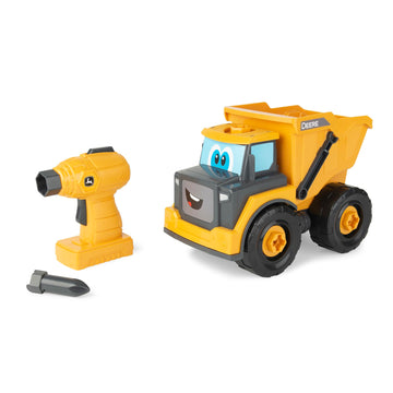 Build-A-Buddy John Deere Dump Truck Toy - Buildable Dump Truck Take Apart Toys with Toy Drill - AA Batteries Included - STEM Bui
