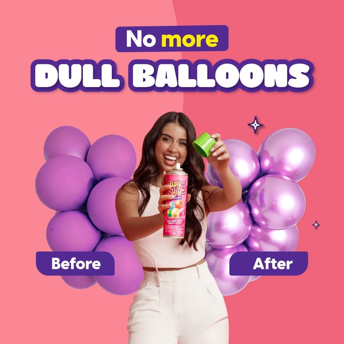 Shiny Fiesta Party Shine Bubble Gum Balloon Spray, 13oz Silicone, Waterproof Non-Slip, Sweet Bubble Gum Scent