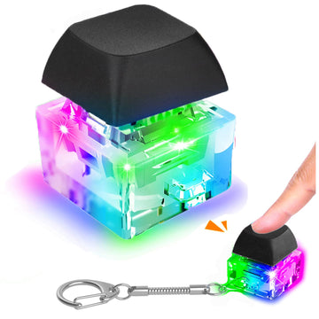 Keyboard Fidget Toys  Keyboard Fidget Keychain Keyboard Decompression Toys Keyboard Fidget Toy Button Stress Relief Gifts for mature-themed and Kids Finger Clicker Toys ADHD Toy Cool Fidgets(LED Light-Black)