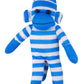 Plushland Plush Sock Monkey Stuffed Animal Toy - 16'' Blue Hand Knitted Gift for Kids, Babies, Boys & Girls