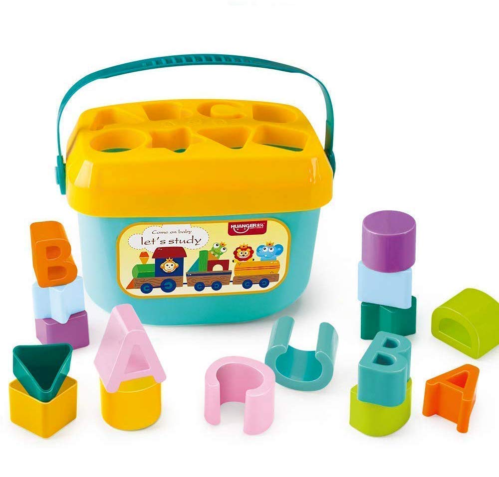 Vastromtoy Educational Shape Sorting Blocks Toy | 16 Pcs Abcd Learning Blocks & Shape Sorter | Early Development Activity Toy Fo