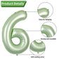 40 Inch Sage Green Number 6 Balloon, Olive Green 6Th Birthday Balloons, Retro Sand White Avocado Green Gold Latex Balloons Giant
