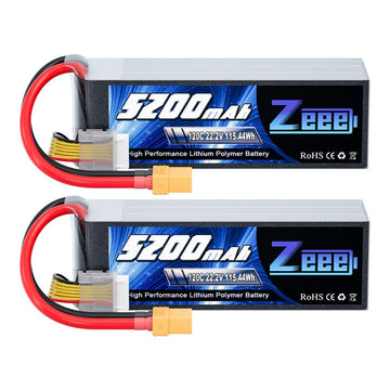 Zeee 6S Lipo Battery 5200mAh 22.2V 120C Soft Case Lipo with XT90 Connector RC Battery for RC Car Truck Airplane Helicopter Quadc