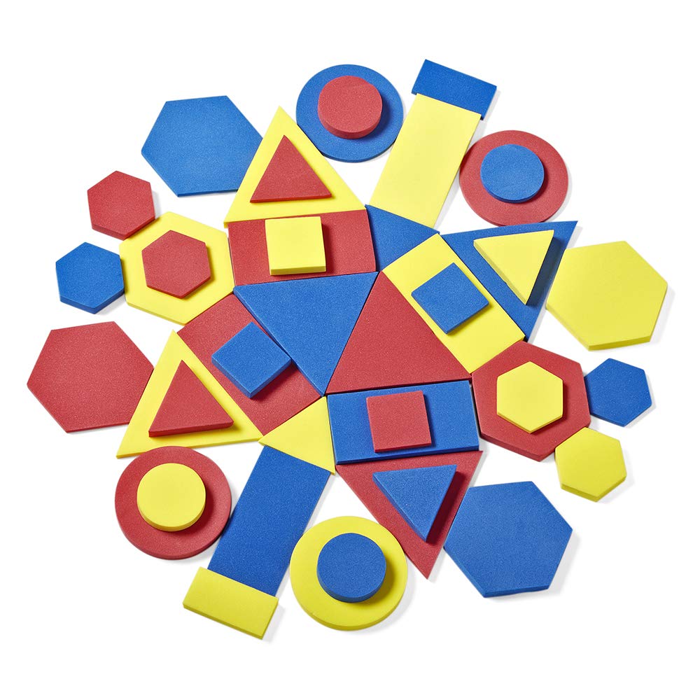 Hand2Mind Foam Attribute Blocks Student Kit, Geometry Set, Preschool Learning, Manipulatives For Preschool, Montessori Math, Shapes For Toddlers, Home Schooling Materials Pre-K (Set Of 60 Blocks)