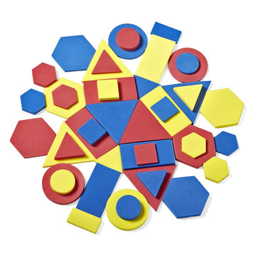 Hand2Mind Foam Attribute Blocks Student Kit, Geometry Set, Preschool Learning, Manipulatives For Preschool, Montessori Math, Shapes For Toddlers, Home Schooling Materials Pre-K (Set Of 60 Blocks)