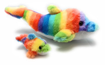 Funstuff 18 Rainbow Dolphin With Baby | Soft Plush Dolphin