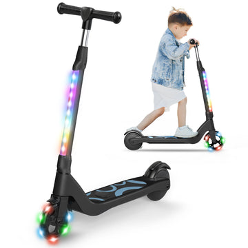 Epctek Black Electric Scooter, Kick Scooter With Adjustable Height, 5.3 '' Solid Tires Wheel And Front Light, Up To 6 Mph, 5 Mil