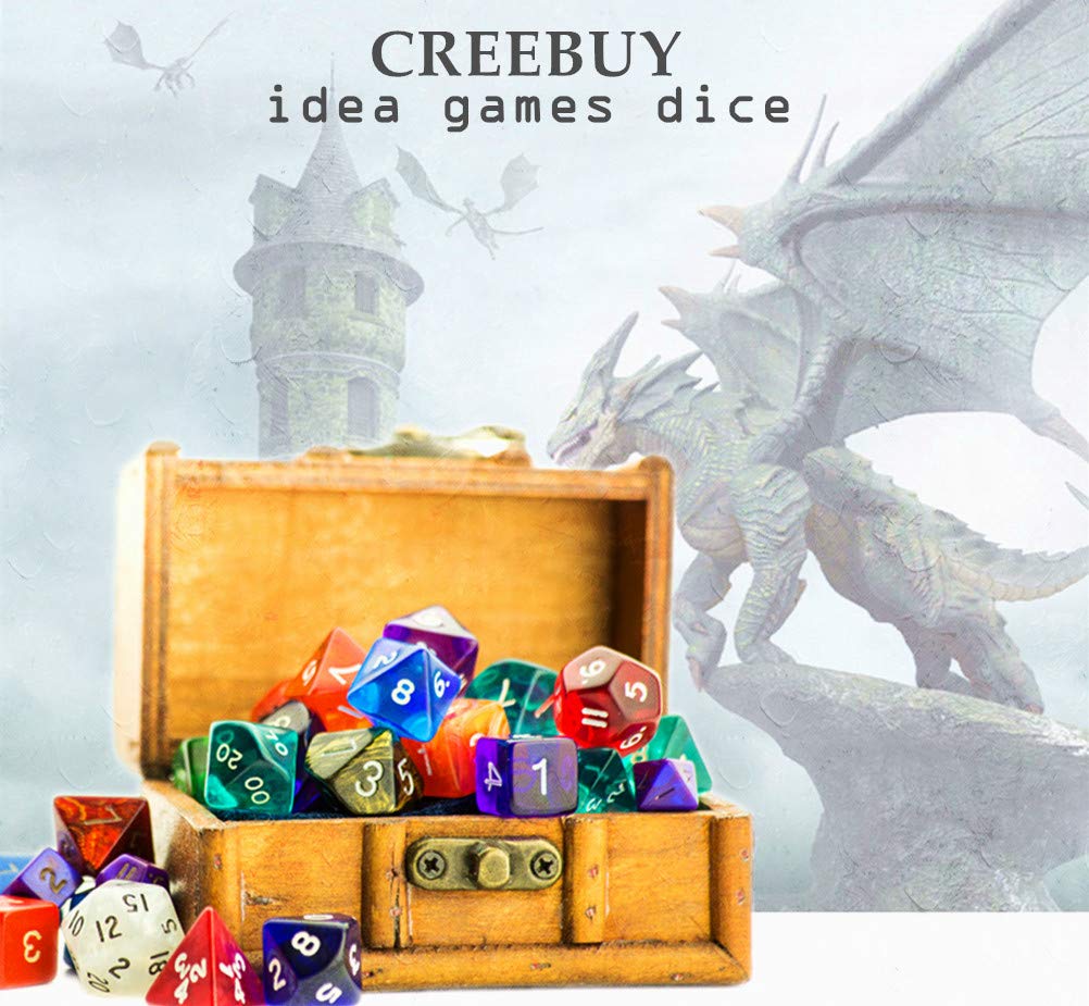 Creebuy Dnd Dice Set Red Black Rpg Dice For Dungeon And Dragons D&D Mtg 7-Die Polyhedral Dice