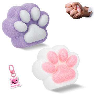 2 Pcs Taba Squishy Cat Paw Toy Handmade, Kawaii Fufu Squishies, Sticky Yoyo, Jelly Kitty Paw Squeeze Toys, Pinch Family Funny Fi