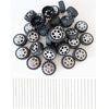 30 Pcs Plastic Roll 2mm Dia Shaft Toys Car Wheel with 15 Pcs Shaft Round Rod Axles for DIY Model Toy RC Car Truck Building Proje