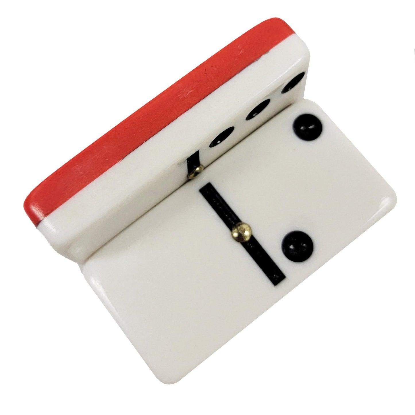 Marion Domino Double Six 6 Two Tone Red And White Tiles Jumbo Tournament Professional Size With Spinners In Black Elegant Velvet Bag