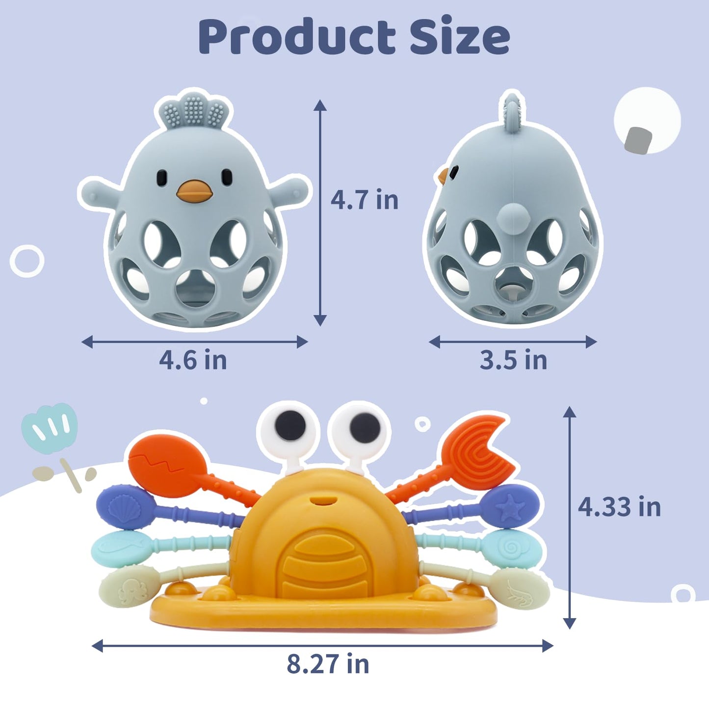 Baby Suction Toys High Chair Teething Toys - Baby Teething Chew Table Toys Silicone Teethers, Food Grade Silicon for 6 12 18 Mon