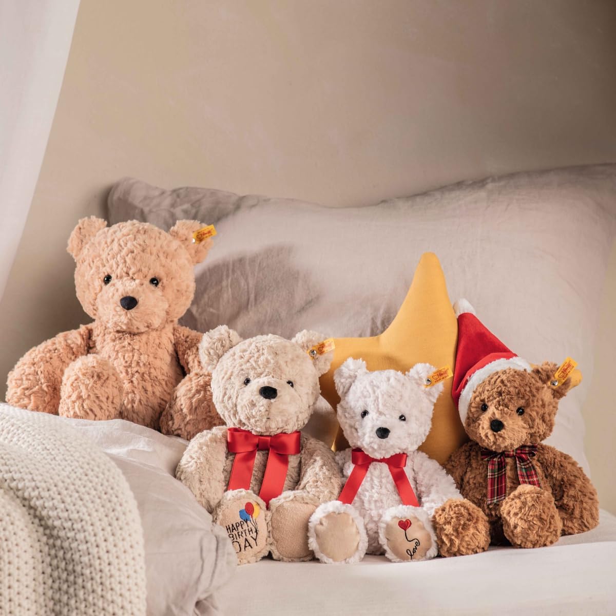 Steiff Soft Cuddly Friends Jimmy Teddy Bear Christmas, 12 Plush Toy