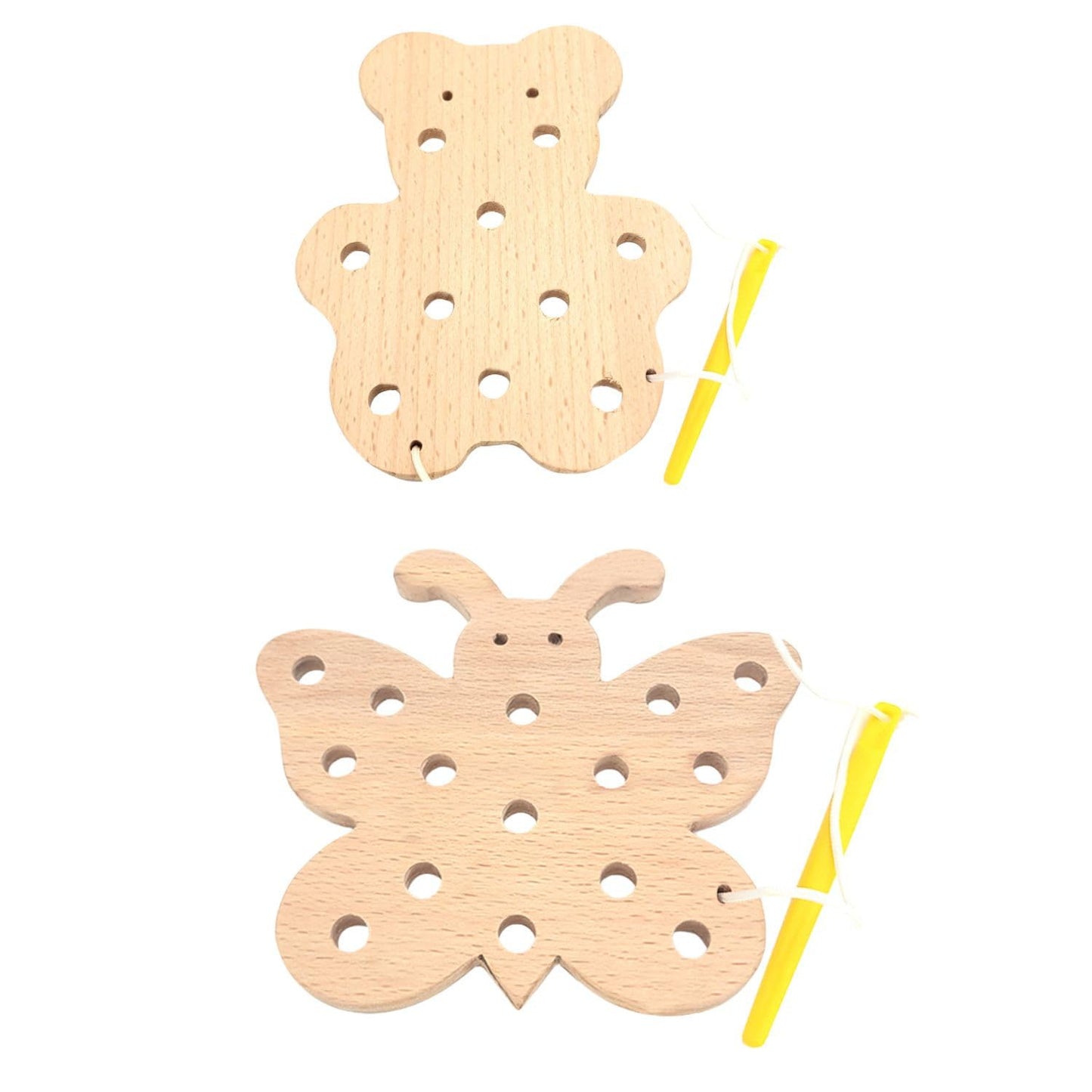 Edutots Wooden Lacing Activity  Bear And Butterfly Shaped Combo For Unisex Kids  Fun Educational Fine Motor Skill Toy Set