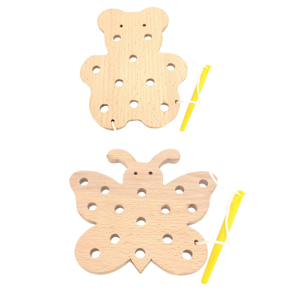Edutots Wooden Lacing Activity  Bear And Butterfly Shaped Combo For Unisex Kids  Fun Educational Fine Motor Skill Toy Set
