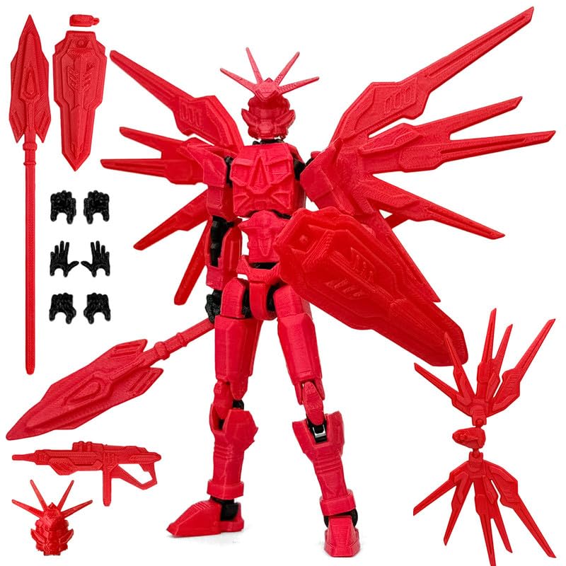 SGYYSG T13 Action Figure Already Assembled - 3D Printed Robot 13 with Interchangeable Hands &   Fully Articulated Joints for Dynamic Play & Display (Red)