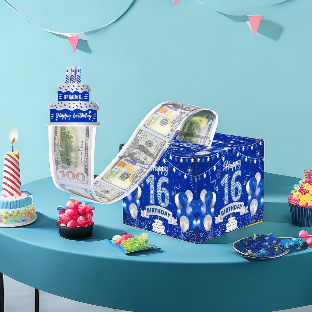 16Th Birthday Gifts For Boys, Sweet 16 Money Box Birthday Decorations For Boy, Money Box For Cash Gift, Boys 16Th Birthday Gift