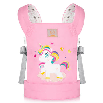 Gagaku Baby Doll Carrier Kids, Toy Baby Carrier For Dolls, Toy Baby Doll Sling, Reborn Baby Doll Carrier With Adjustable Straps, Reborn Baby Doll Accessories - Pink - Embroidered Pattern