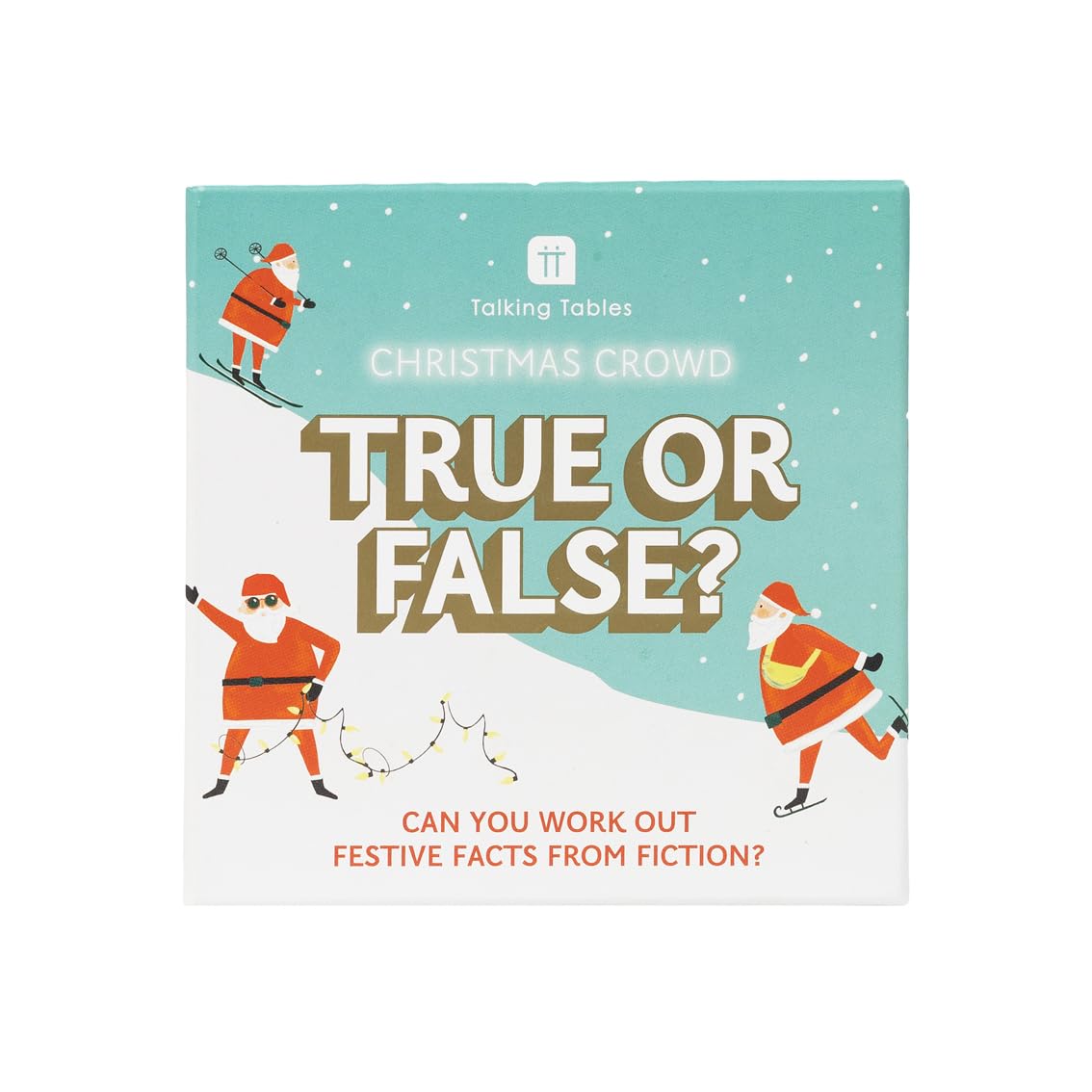 Talking Tables Festive True or False Quiz Game - Cardboard, Fun Party Game for Kids & Adults, Perfect Xmas Stocking Stuffer, Ages 12+