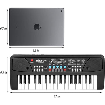 Leeqee Black 37 Keys Kids Piano Keyboard, Portable Electric Musical Instruments Piano With Microphone, Learning Educational Gift