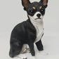 Chihuahua Black White Dog Sits Figurine Resin Df06A