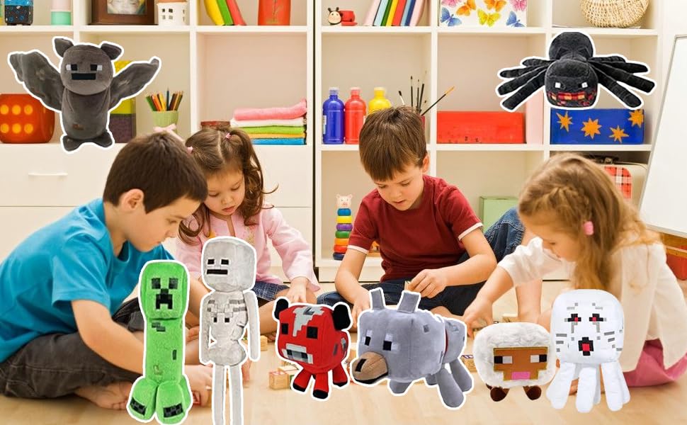 Ovittac Creeper Plush,Baby Pig ,Baby Wolf,Spider,Bat,Skeleton Shooter,Red Bull,Sheepstuffed Animals Toys,Great Gift For Children