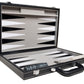 Middleton Games Travel Backgammon Set - 15-inch Leatherette & Velvet, Black/Grey