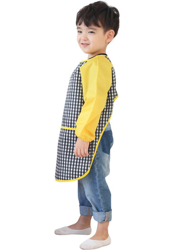 Plie Waterproof Kids Art Smocks 37 Colors (Age 1-10, S-XXL size), Black Check (33-S)