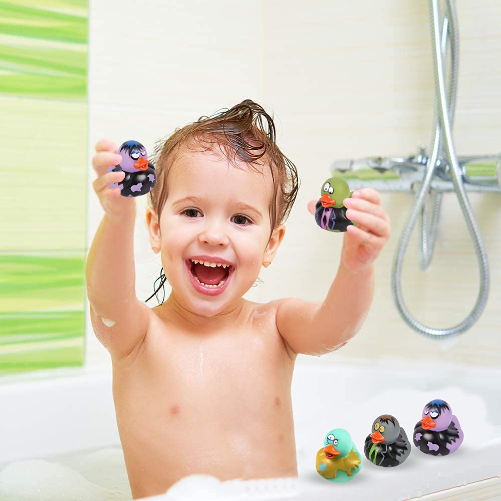 Artcreativity 2 Inch Zombie Rubber Duckies For Kids, Pack Of 12, Variety Of Designs And Colors, Trick Or Treat Supplies, Goodie Bag Fillers, Party Favors, Halloween Themed Bathtub Toys