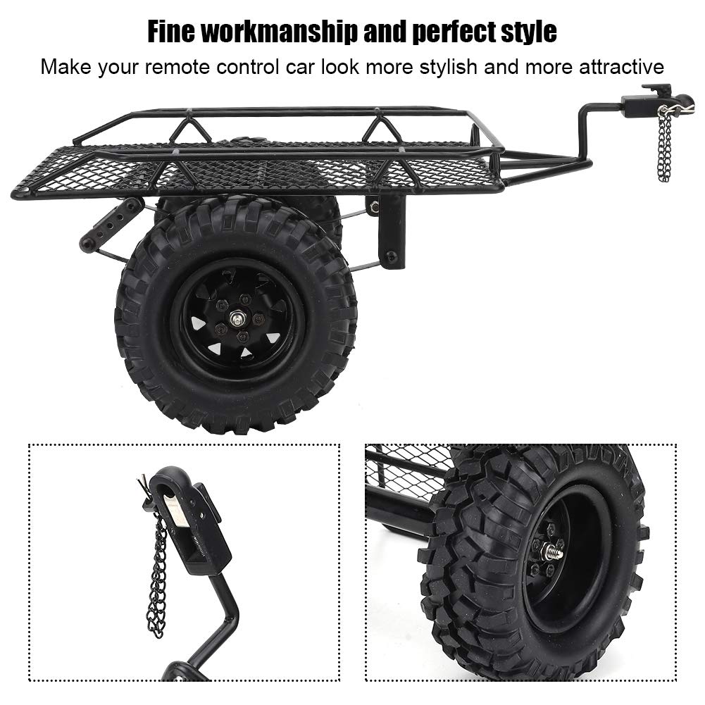 RiToEasysports RC Car Trailer, Metal RC Bucket Trailer Simulation Trailing Car for TRX4 D90 SCX10 CC01 1/10 DIY Parts 1/10 Rc Tr