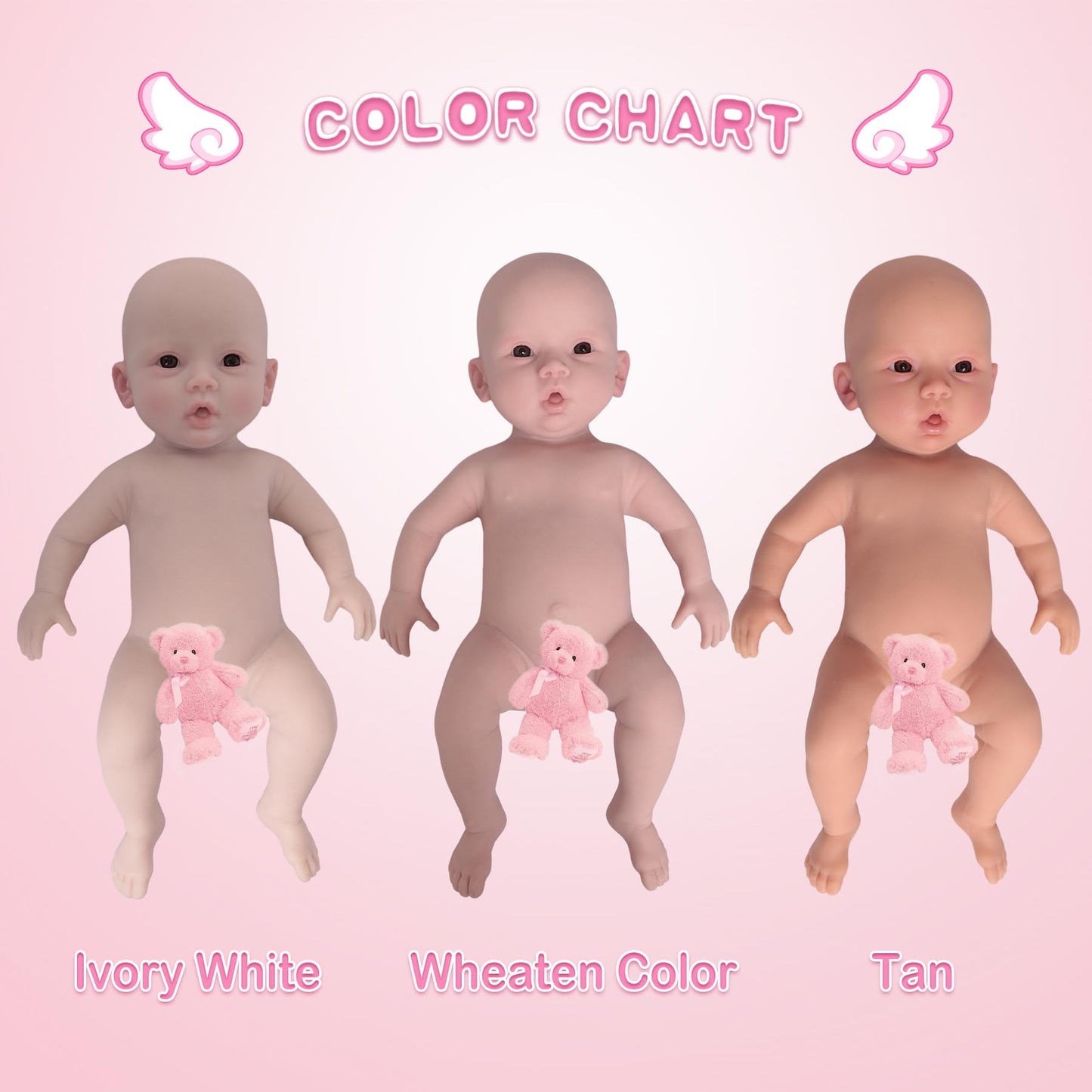 Yiqi 18.5 Inches Full Silicone Newborn Baby Doll Not Vinyl Soft Silicone Baby Doll Silicone Lifelike Reborn Doll Present Collect