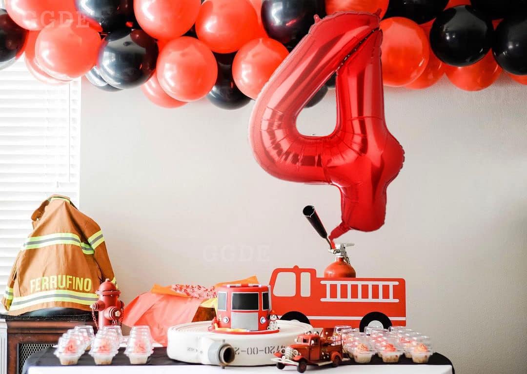 40 Inch 4 Red Number Balloons Mylar Foil Helium Digital Balloons Baby Shower 4St Birthday Party Decor Supplies