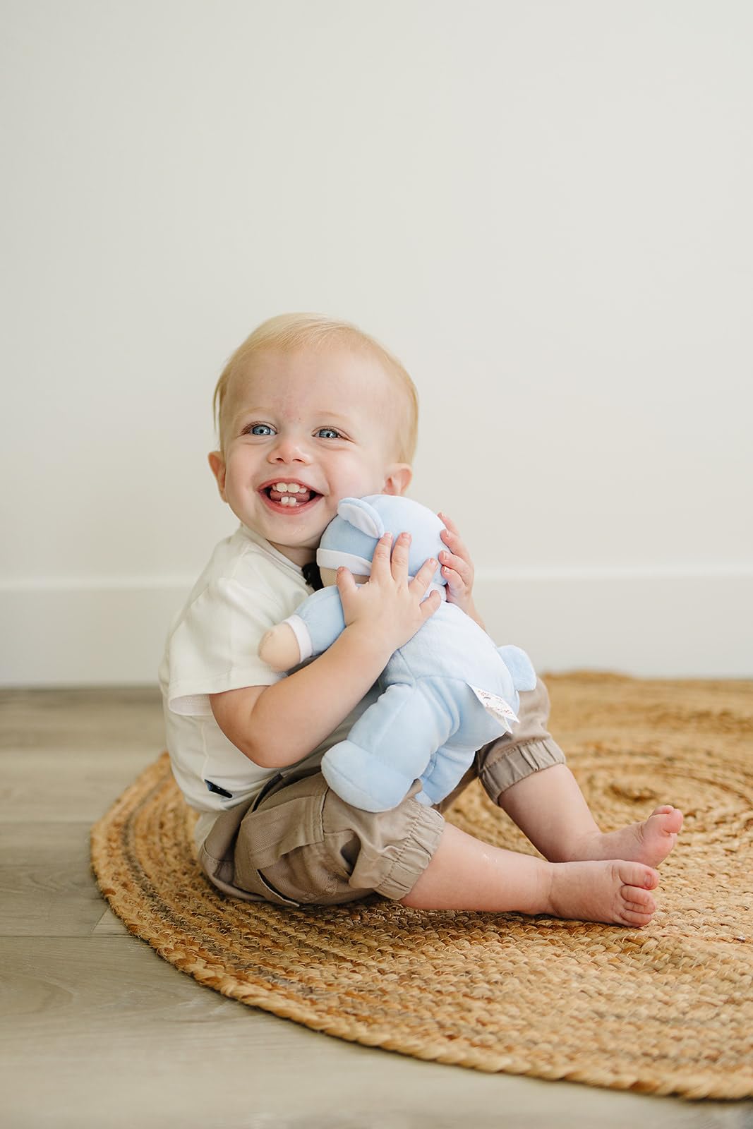 Genius Baby Toys My First Boy Doll - Soft Blue Cotton Doll with Rattle, No Hard Parts, Model GB-54, Perfect Gift for Babies