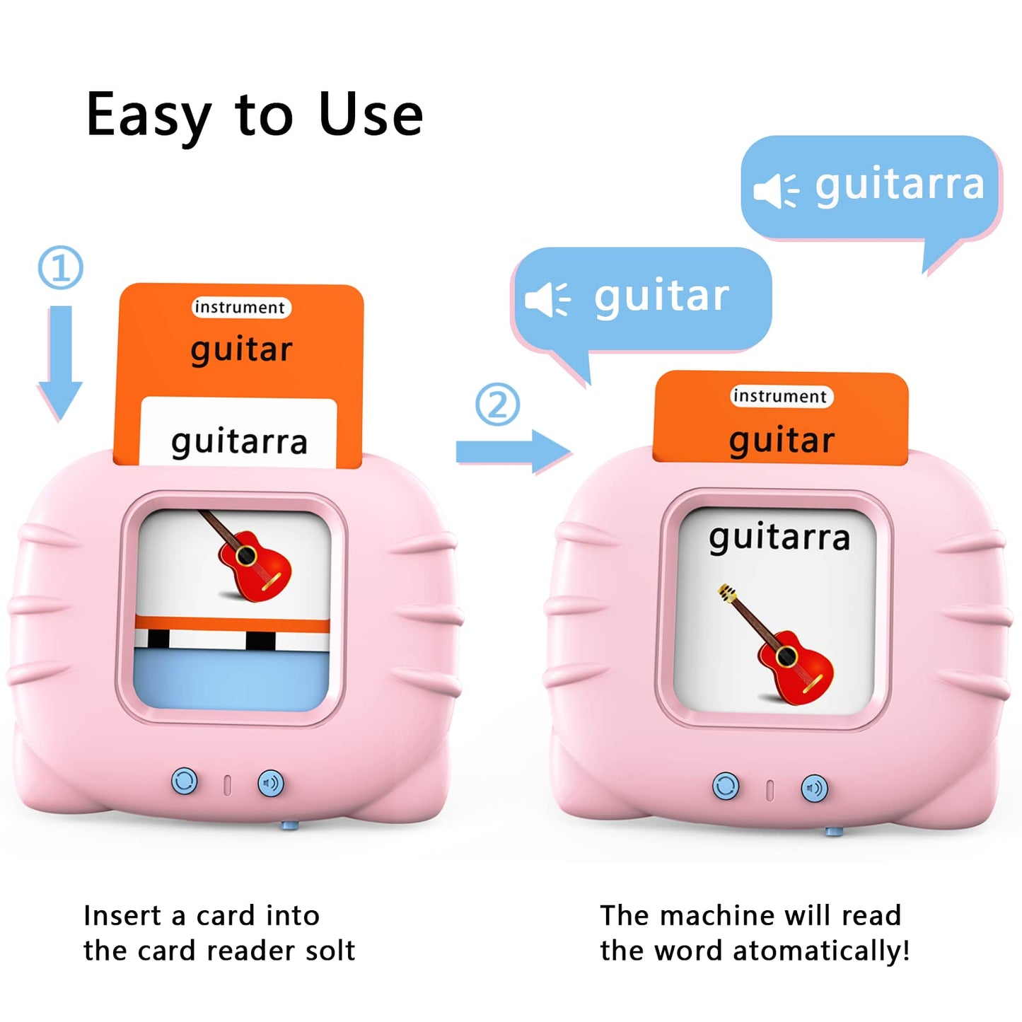 Lapare Spanish And English Bilingual Audible Flash Cards Toy With Music, Learn Spanish And English For Kids, Niñas, Niños, Bebes