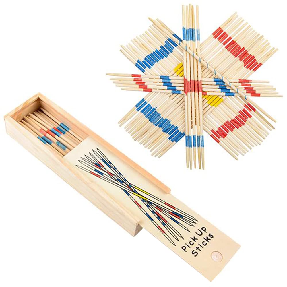 Chochkees Classic Wooden Thin Pick Up Stick Game 31 Pieces Fun Family Game Gift Idea, 7'' Tall, (6-Pack)