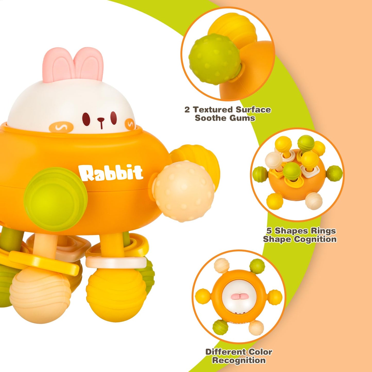 Baby Teething Toys  Baby Teethers Montessori Sensory Toys for 0-6 6-12 Months  Gifts for Newborn Infant Boys Girls 0 3 6 9 12 18 Months 1 One Year Old Toys  Baby Rattle Chew Toys