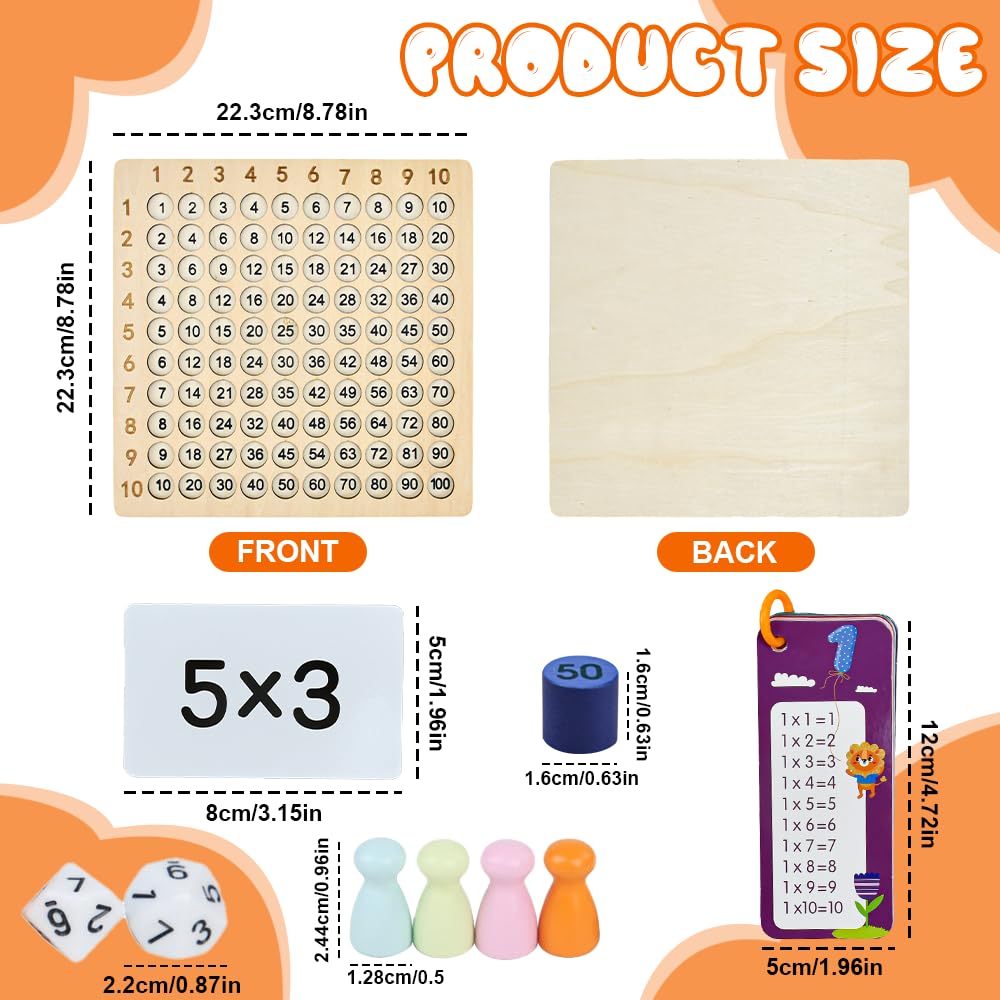 Buzifu Wooden Montessori Multiplication Board Game: Math Educational Toys Multiplication Table Board Game Montessori Math Materi