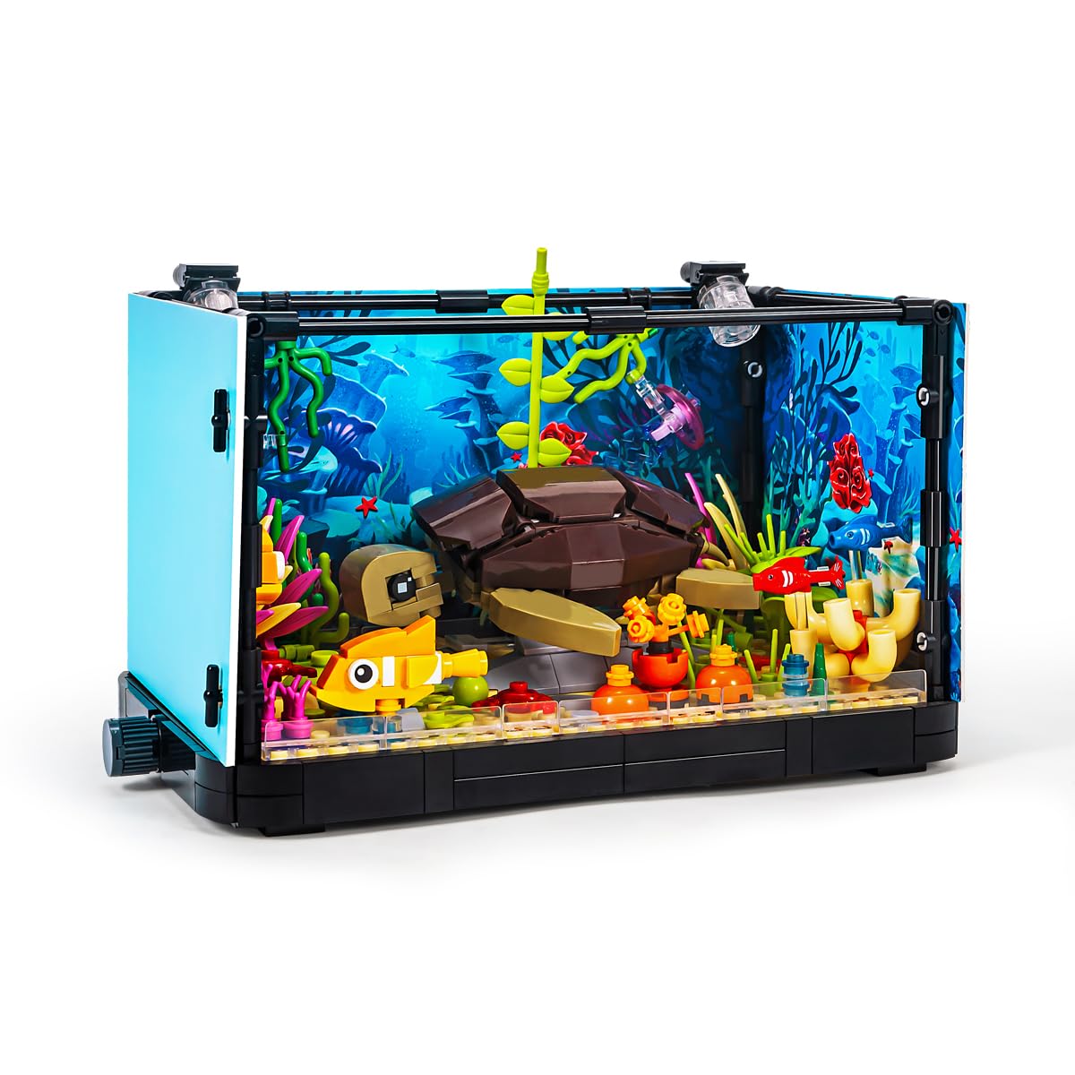 SEMKY Fish Tank Turtle Building Blocks Set with LED Lights  (753Pieces) Creative Sea Animal Model Gifts for Kid and mature-themed