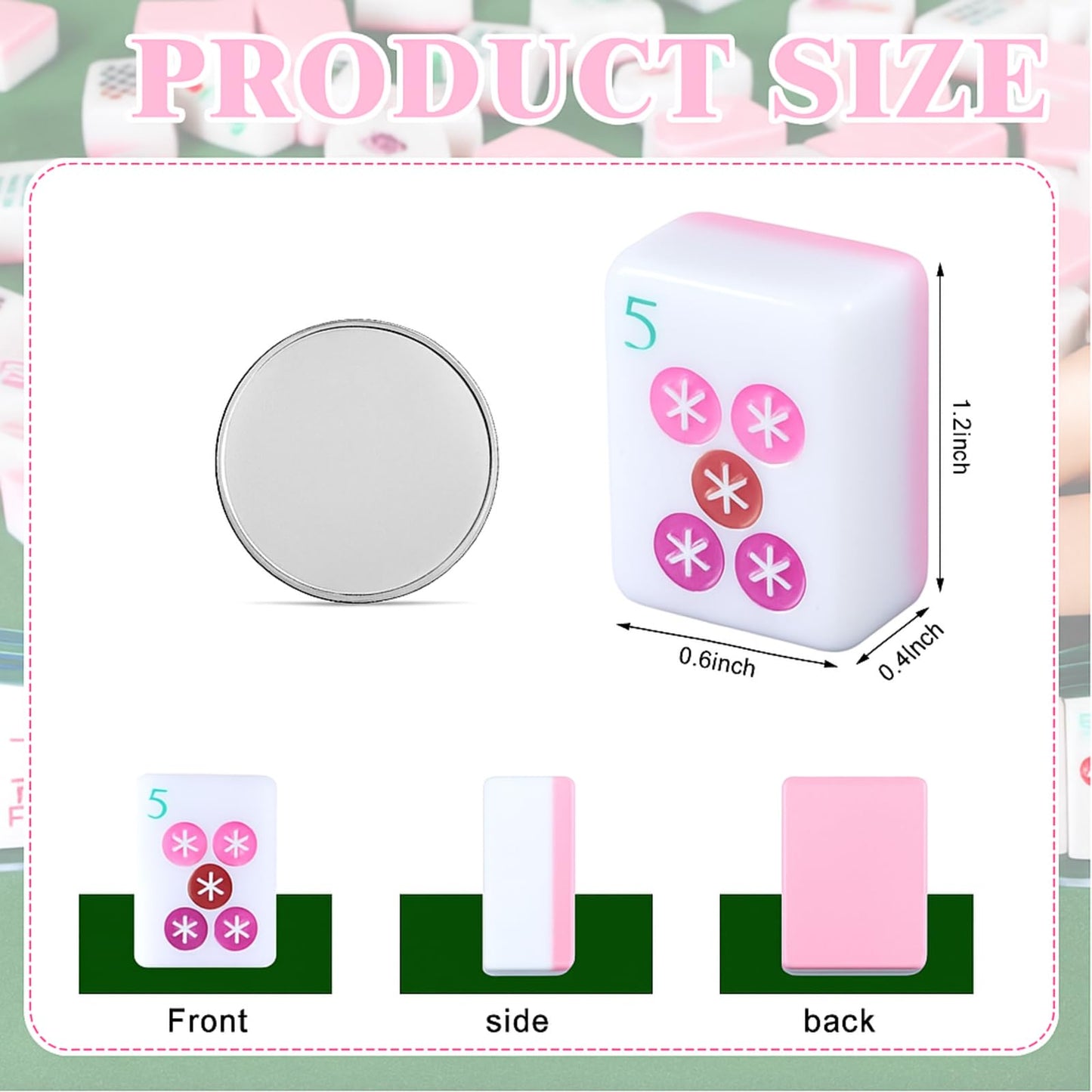 Arrowbash American Mahjong Set - 160 Hand Carved Tiles, 1.2" Size, Pink, Model TEA-Arrowbash-3136 for Social Parties and Gifts