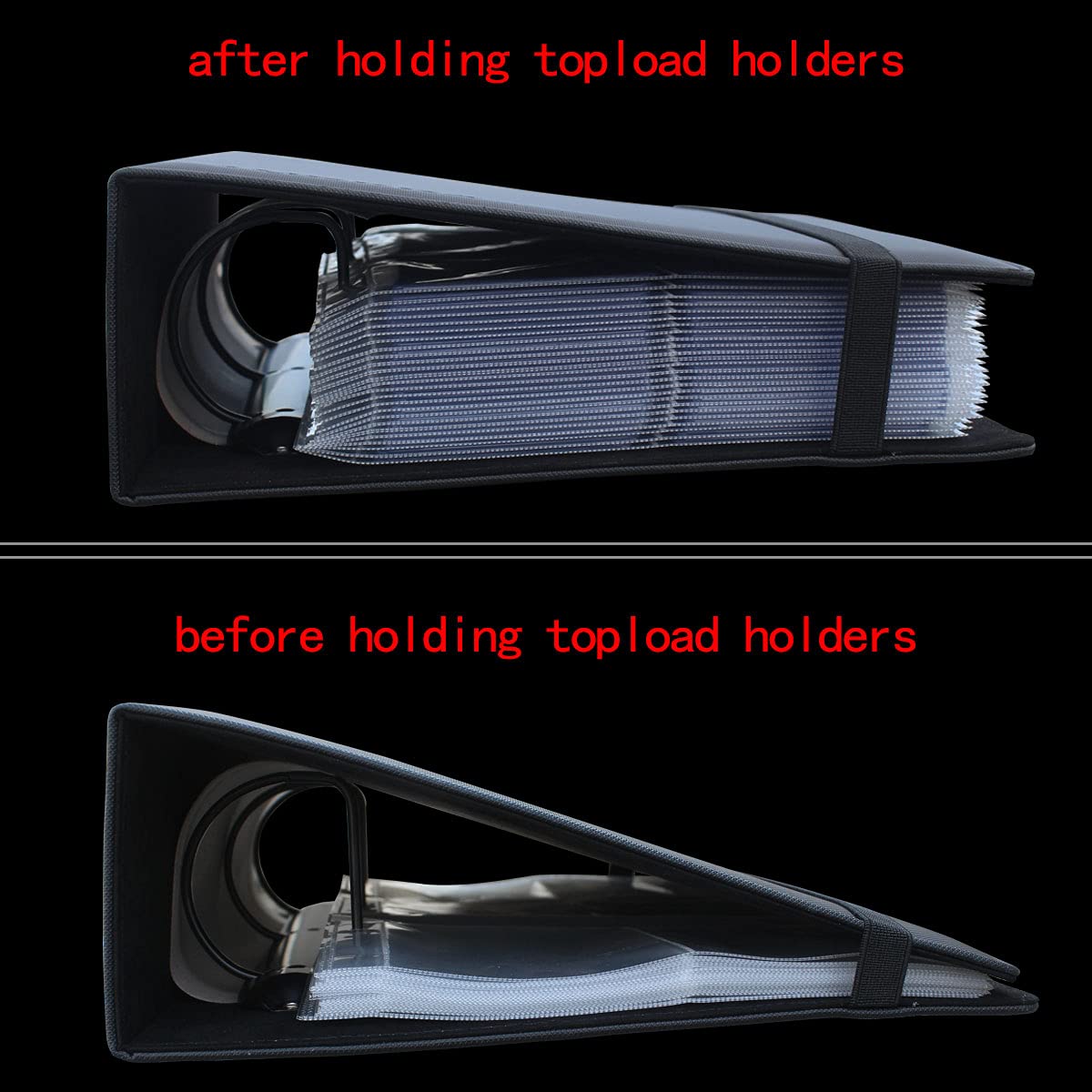 Turkra Toploaders Binder With 25 Pages, 3-Ring Top Loaders Holder Album Holds 150 3' X 4' Standard Toploaders Hard Holders(Black)
