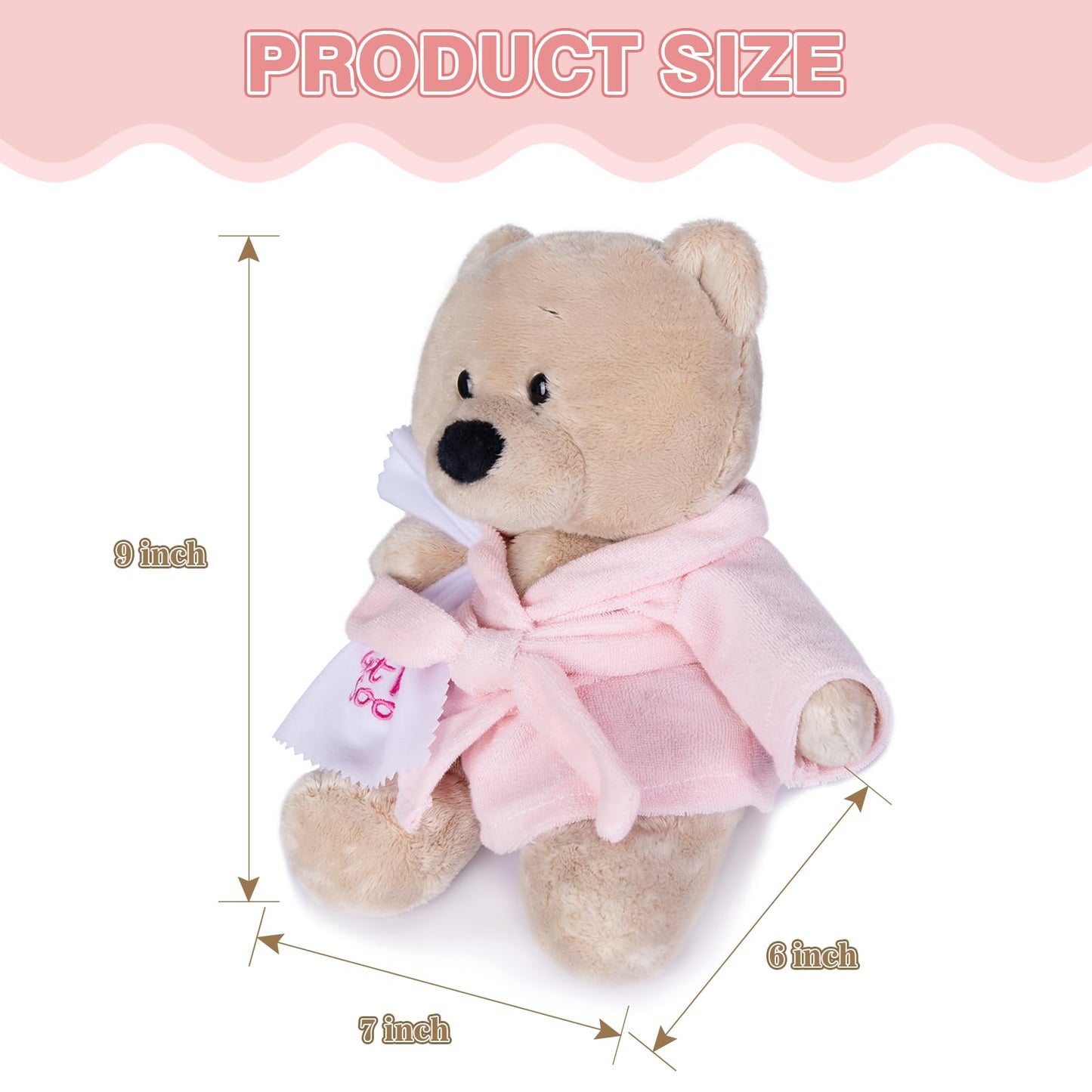 My Oli 9'' Teddy Bears Cloth Bear Stuffed Animal Plush Toys Bear Dressed In Bathrobe With Soothing Towel Get Well Soon    Sleepi