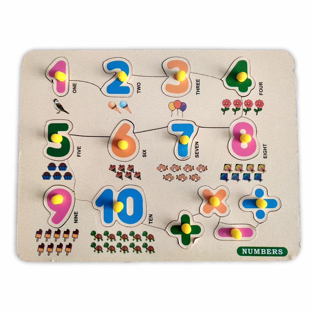 Tofani Wooden Numbers Learning Board  Montessori Educational Number Puzzle Toy For Kids Age 2 And Above