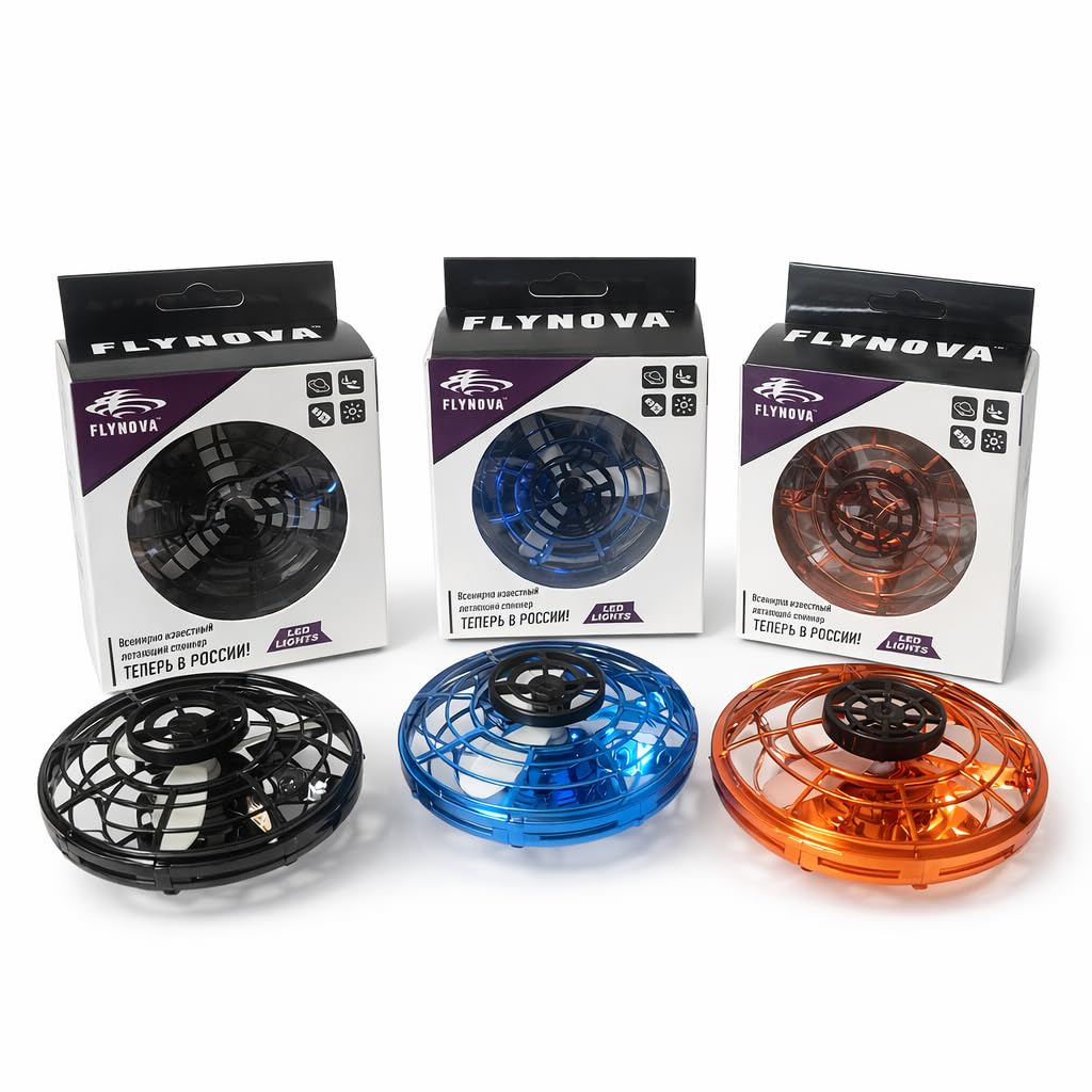 Playmie Flying Spinner Ufo Toy With 360 Rotating Led Lights, Usb Rechargeable, Ages 14+