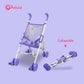ANIVIA Baby Doll Stroller Set - 5PC Accessories, Includes Stroller, Crib, Play Mat, Feeding Toy, Diaper Bag, Purple, 11" Doll Included