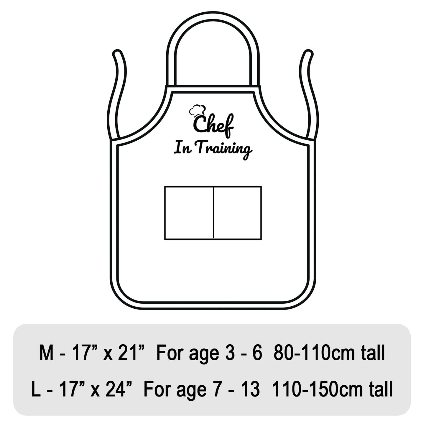 Kids Apron and Chef Hat Set, Chef in Training Funny Child Apron with 2 Pockets Children Adjustable for Boys Girl's Kitchen Cooki