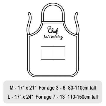 Kids Apron and Chef Hat Set, Chef in Training Funny Child Apron with 2 Pockets Children Adjustable for Boys Girl's Kitchen Cooki